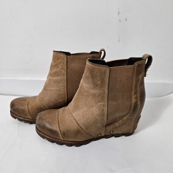 Sorel Shoes - Sorel Size 7 Joan of Arctic Wedge II Chelsea Ankle Boots Brown Leather